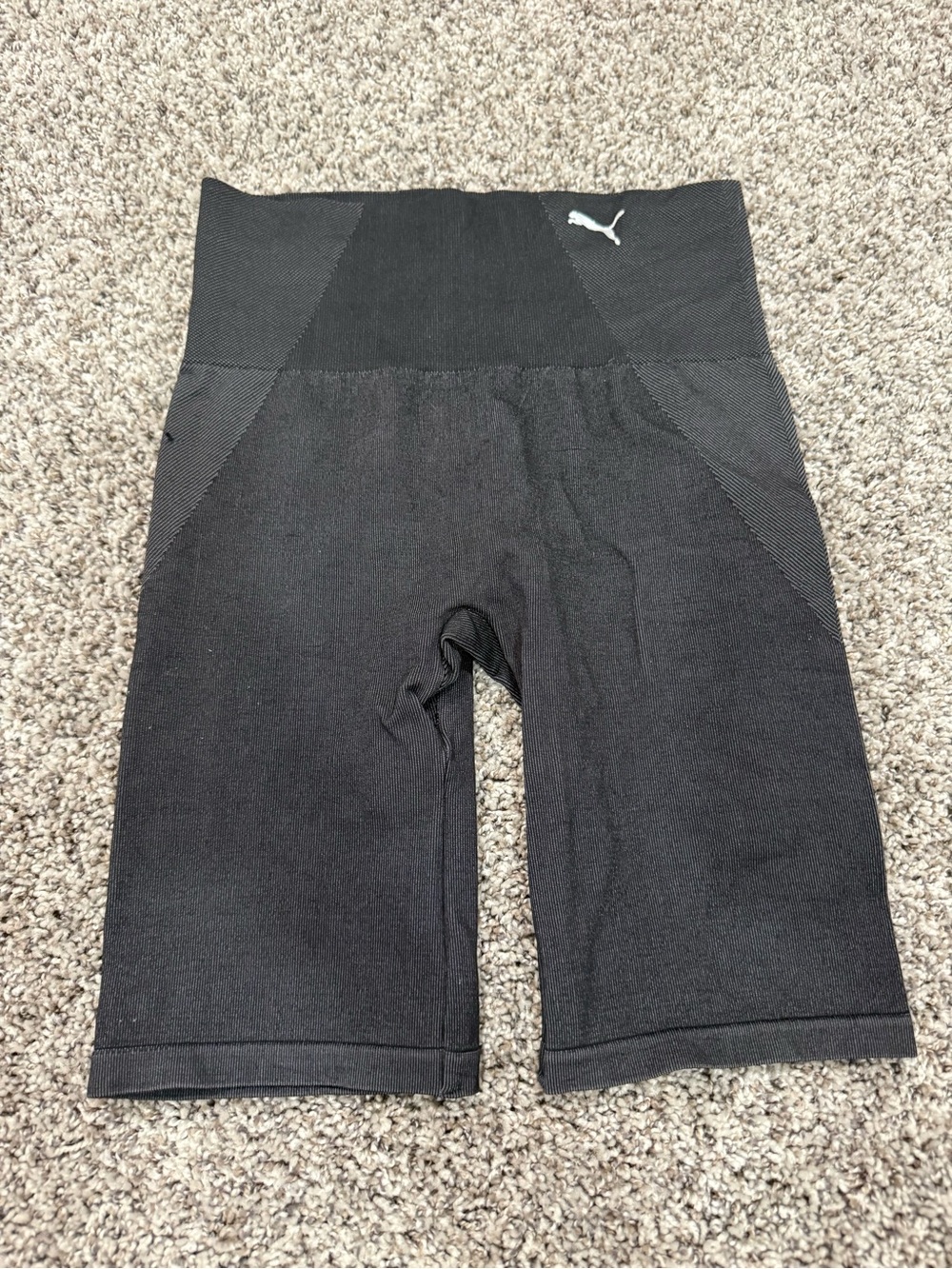 Puma Black High-Rise Performance Bike Shorts with Logo